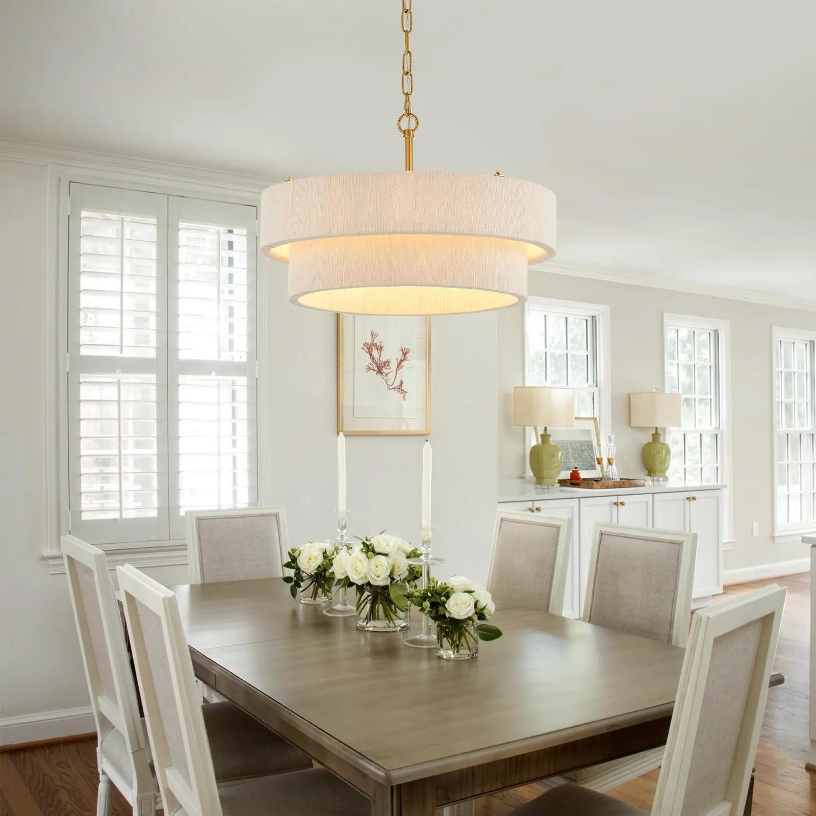 Rattan Chandelier – Art Deco Adjustable for Dining Room, Living Room, Kitchen Island | Kaelis Beam by Evenlyr