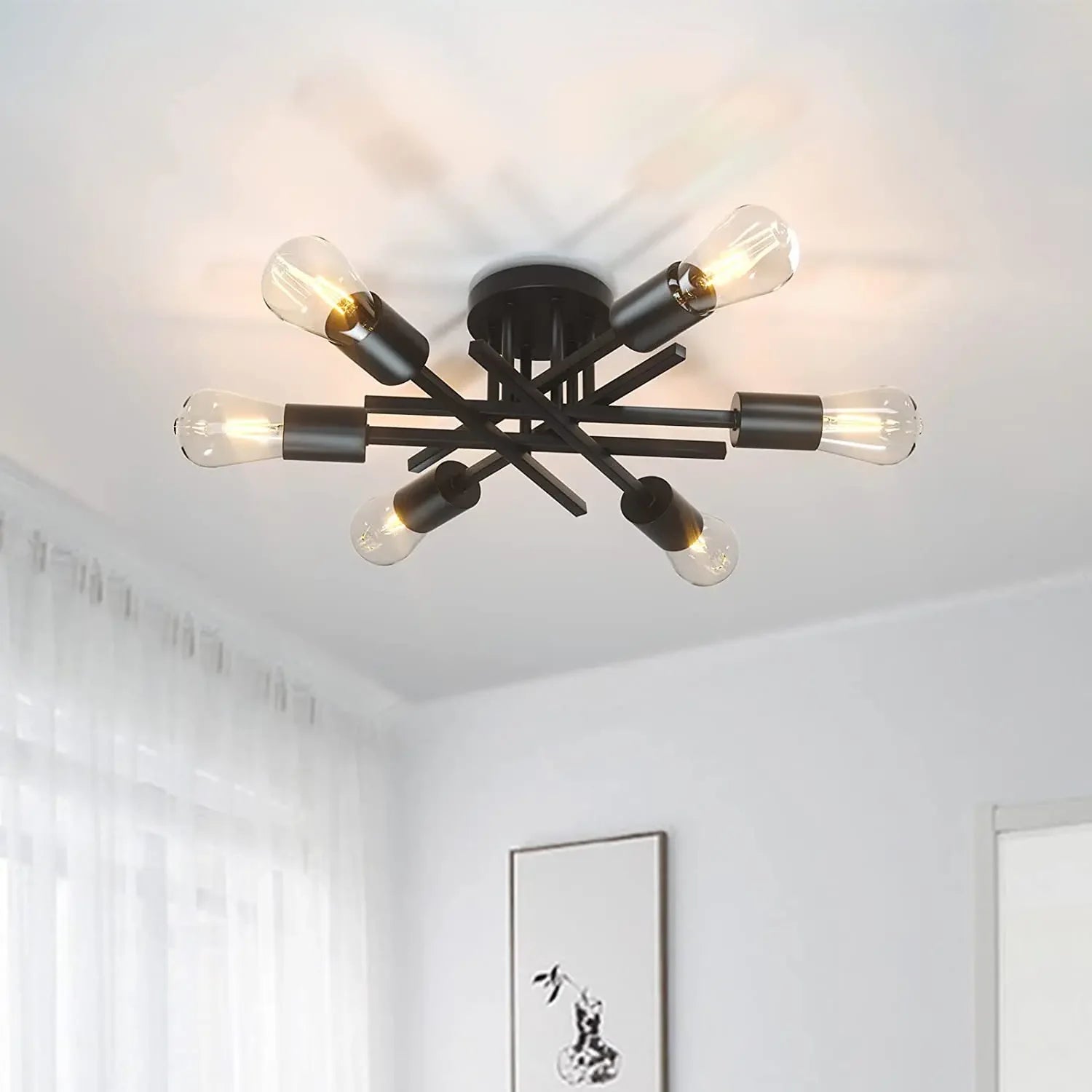 Siena Mid-Century Flush Mount Ceiling Light for Bedroom – Vintage