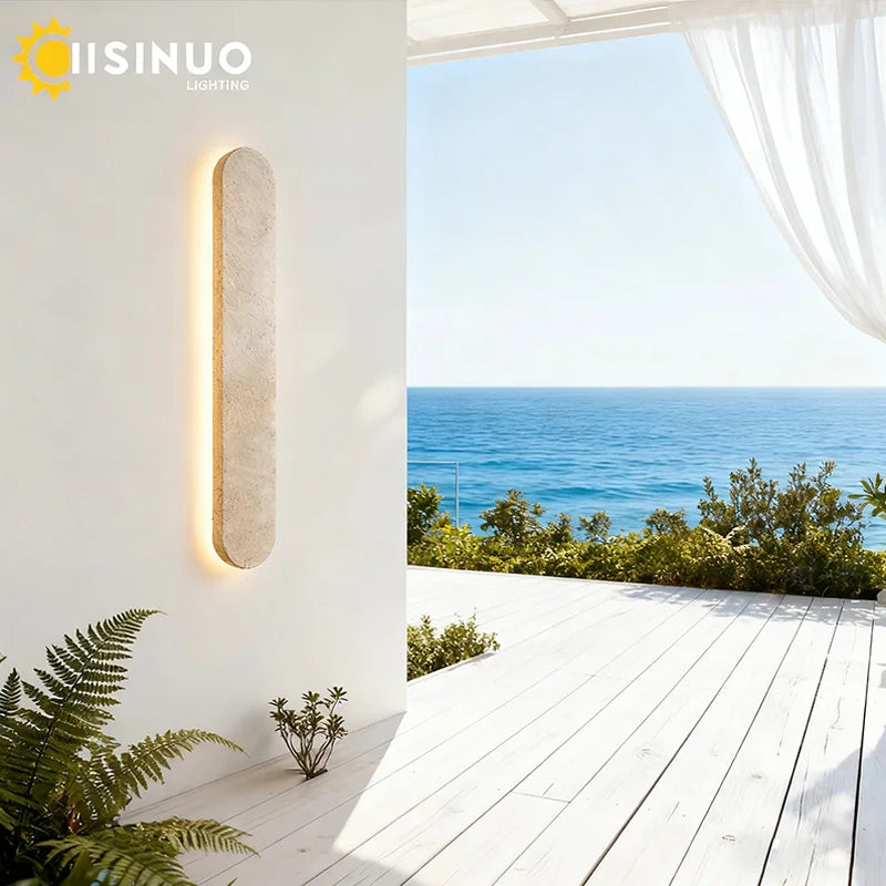 Joren Veil Linear Travertine Wall Sconce – product view 3
