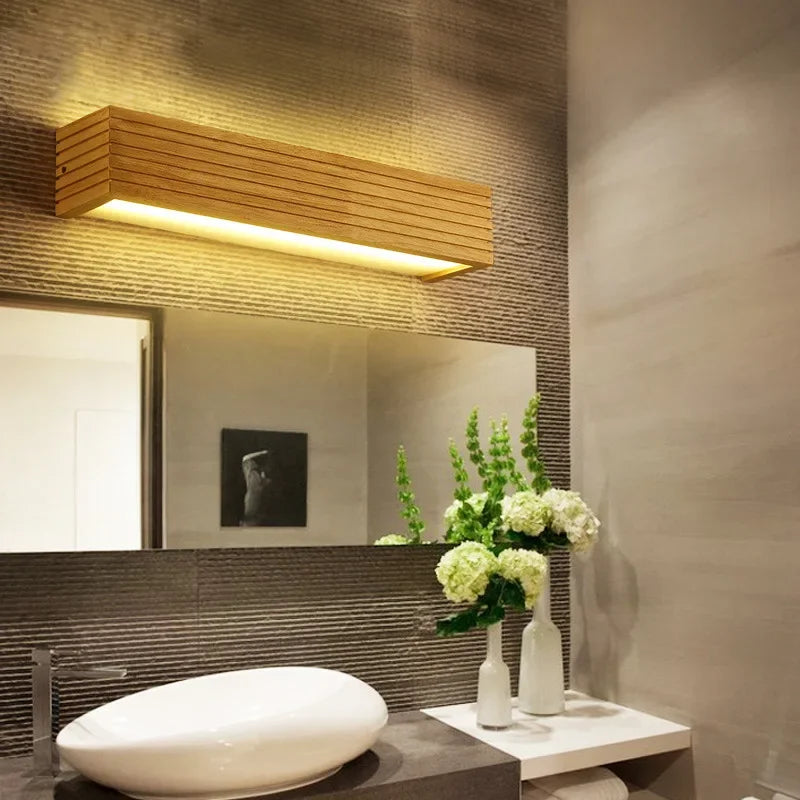 Wood LED Bathroom Vanity & Mirror Light – Modern LED for Bathroom | Aurelle Glow by Evenlyr