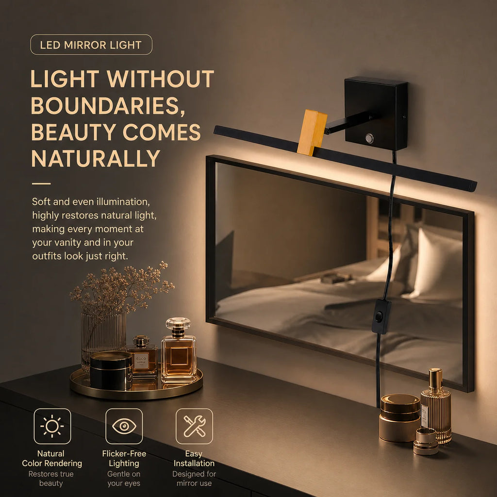 Metal LED Bathroom Vanity & Mirror Light – Modern Adjustable LED for Bathroom, Gallery & Artwork | Selene Frame by Evenlyr
