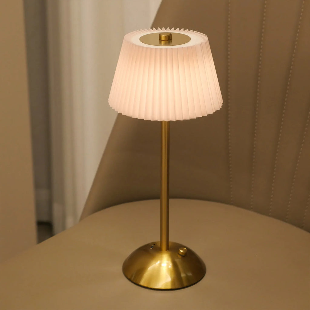 Fabric Table Lamp – Modern Minimalist Cordless Rechargeable for Restaurant Table, Desk & Office, Bedside | Mirelle Column by Evenlyr