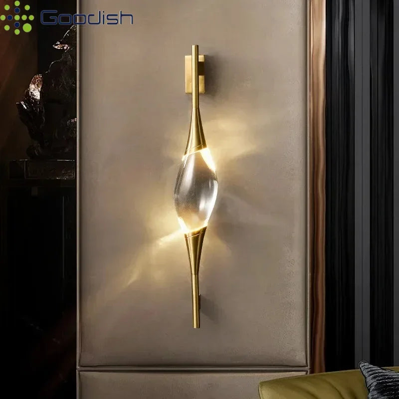 Sable Veil Sculptural Crystal Wall Sconce – Modern Crystal Sculptural Wall Sconces for Restaurant