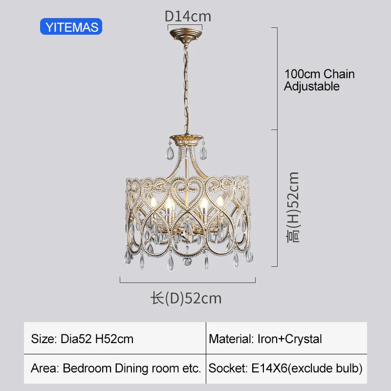 Palermo Antique Silver Crystal Chandelier for Bedroom – French Country
