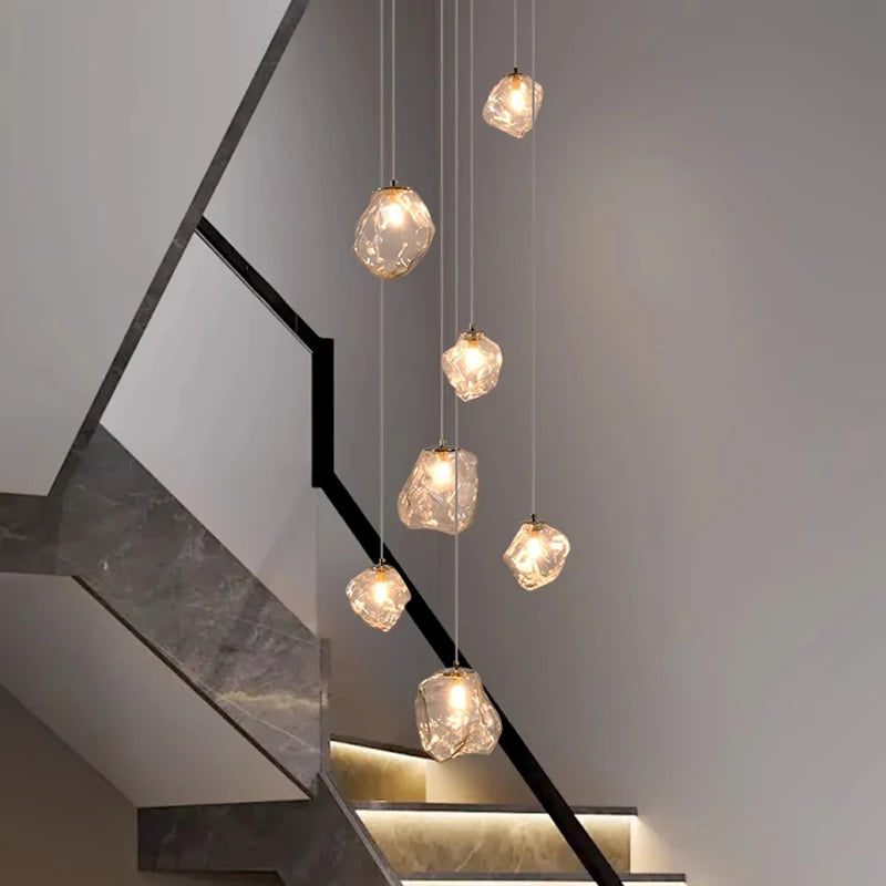 Designer Chandelier – Modern Minimalist Dimmable LED for Staircase, Foyer | Evanthe Veil by Evenlyr
