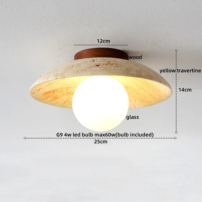 Ruelle Veil Globe Travertine Ceiling Light