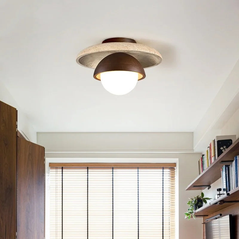 Ruelle Veil Globe Travertine Ceiling Light – product view 4