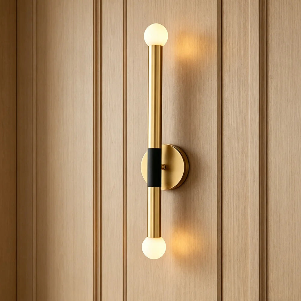 Brass Wall Sconce Modern LED Wall Lamp with Glass Shade for Bedroom Bathroom Vanity – detail view 2