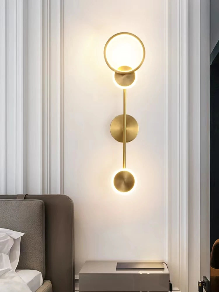 ASANZUO Modern LED Wall Light Brass Lighting fixture Nordic Restaurant kitchen Bedroom Living Background wall sconce Decor lamps