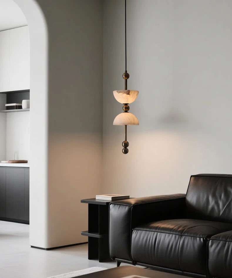 Alabaster & Marble Pendant Light – Nordic Modern for Dining Room, Bedroom, Kitchen Island | Thalia Line by Evenlyr