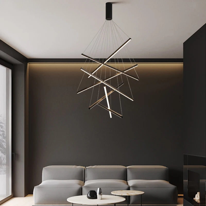Metal Linear Chandelier – Modern LED Linear for Bedroom & Bedside, Living Room, Hotel & Hospitality | Seren Contour by Evenlyr