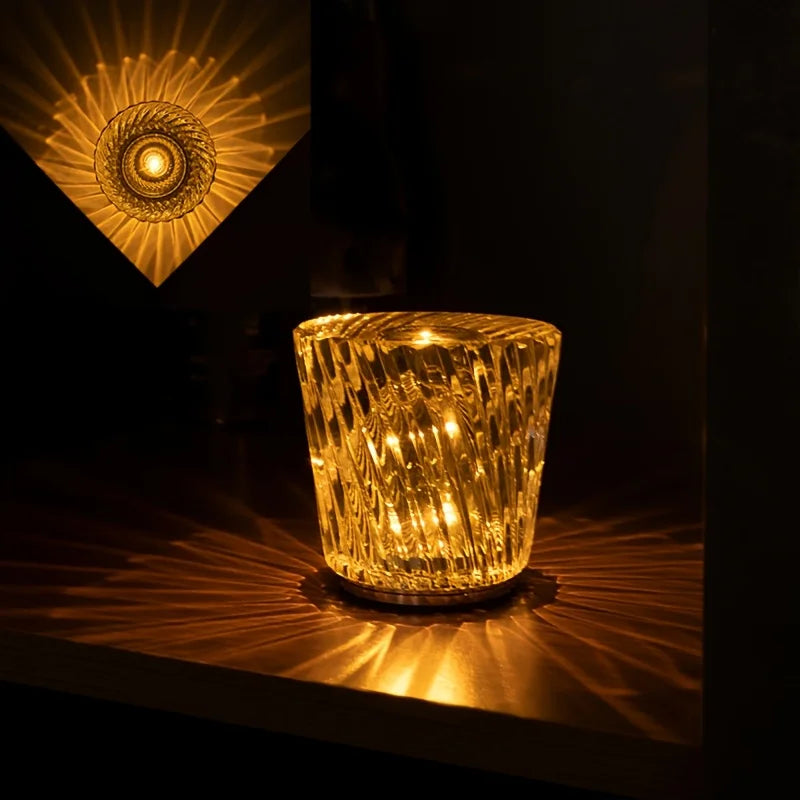 Crystal Table Lamp – Modern Minimalist Cordless Rechargeable for Bedside, Restaurant Table, Living Room | Mirelle Grove by Evenlyr