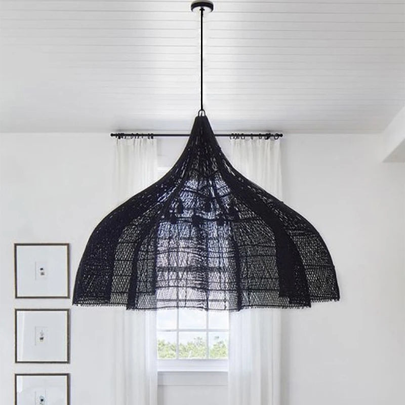 Rattan Chandelier – Wabi-Sabi Japanese for Living Room, Hotel Lobby, Bedroom | Isolde Orbit by Evenlyr