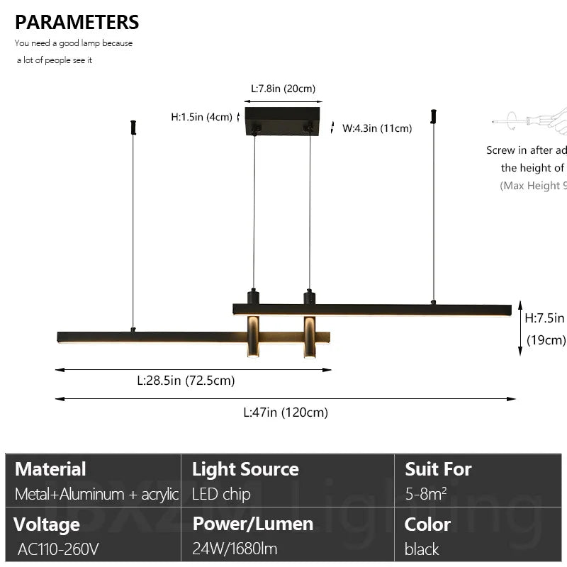 Kalix Arc Linear Metal Pendant Light – product view 7