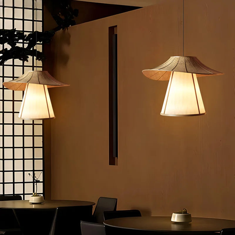 Rattan & Fabric Chandelier – Wabi-Sabi Japanese for Dining Room, Living Room, Bedroom | Elaris Dome by Evenlyr