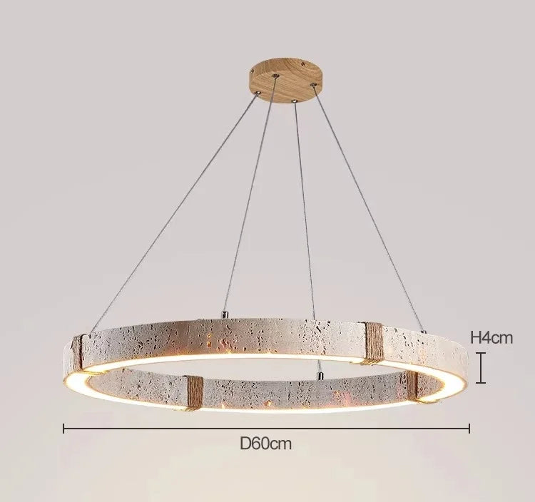 Travertine Chandelier – Modern Minimalist Dimmable LED for Dining Room, Living Room, Bedroom | Delphine Halo by Evenlyr
