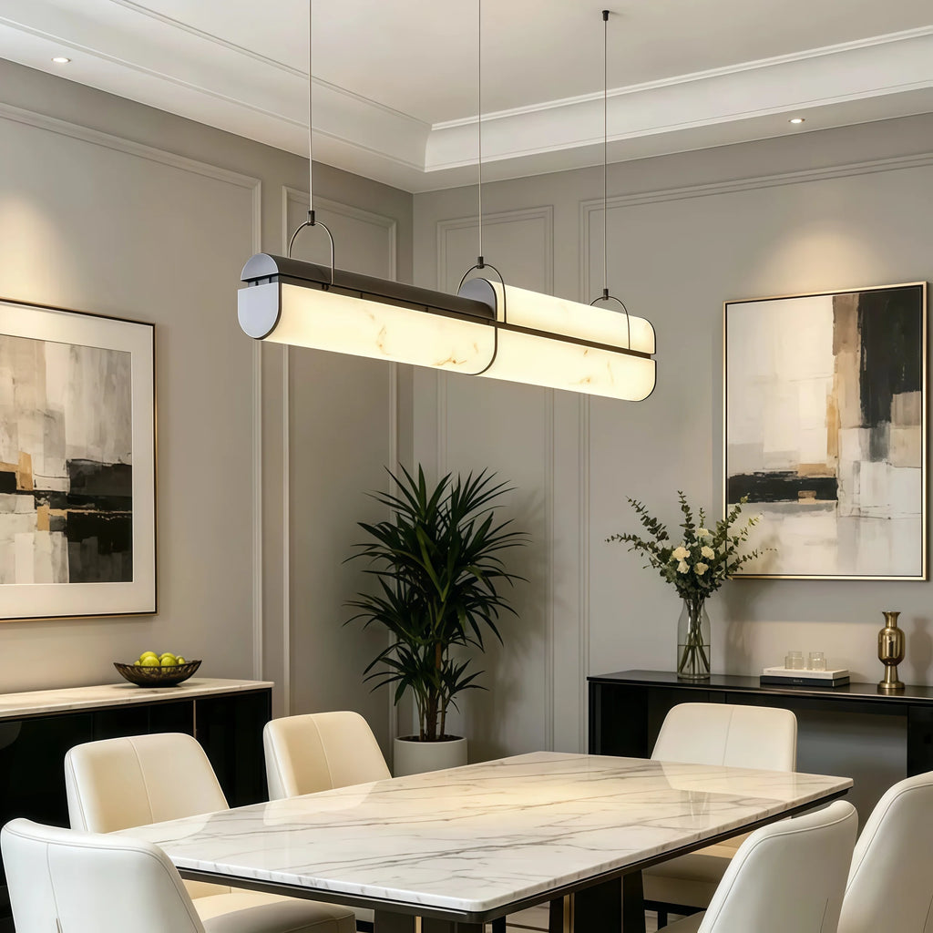 Tavian Veil Linear Alabaster Pendant Light – product view 2