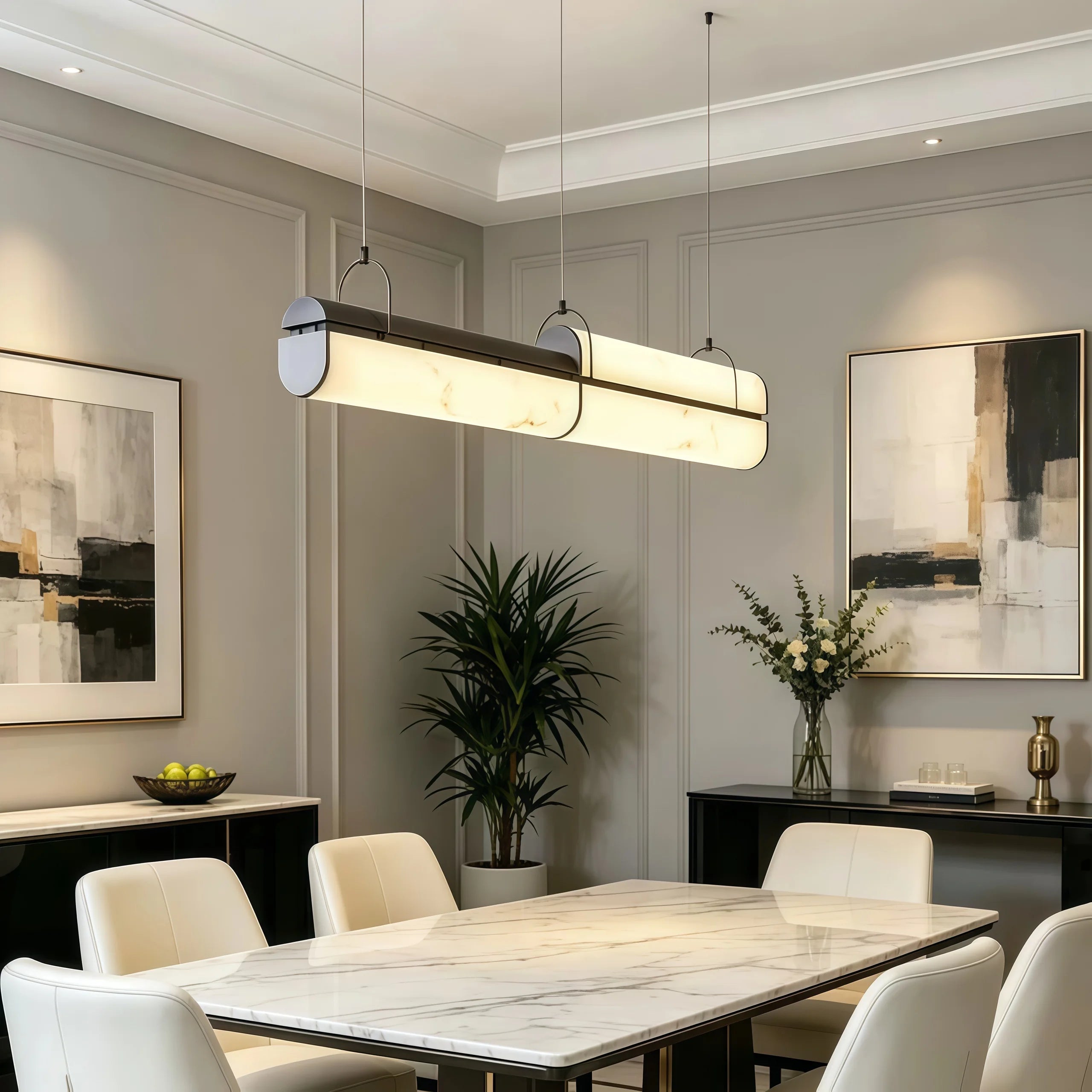 Tavian Veil Linear Alabaster Pendant Light – product view 2