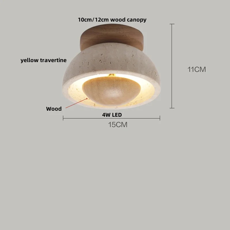 Ruelle Veil Globe Travertine Ceiling Light