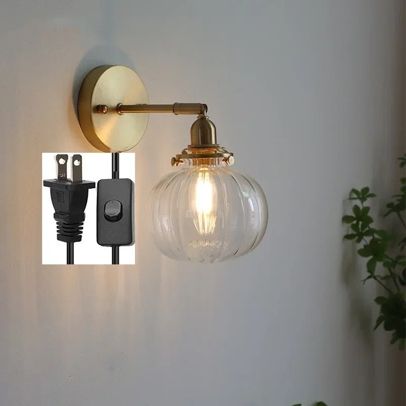 Glass Round Wall Sconce – Nordic Modern Plug-In for Bathroom, Bedroom & Bedside, Restaurant & Café | Amaya Orbit by Evenlyr