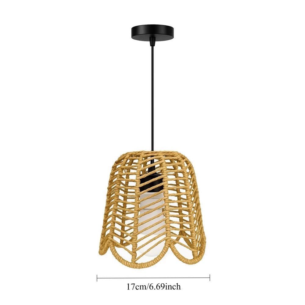 Rattan & Wood Chandelier – European Classic for Dining Room, Living Room, Foyer | Evanthe Orbit by Evenlyr