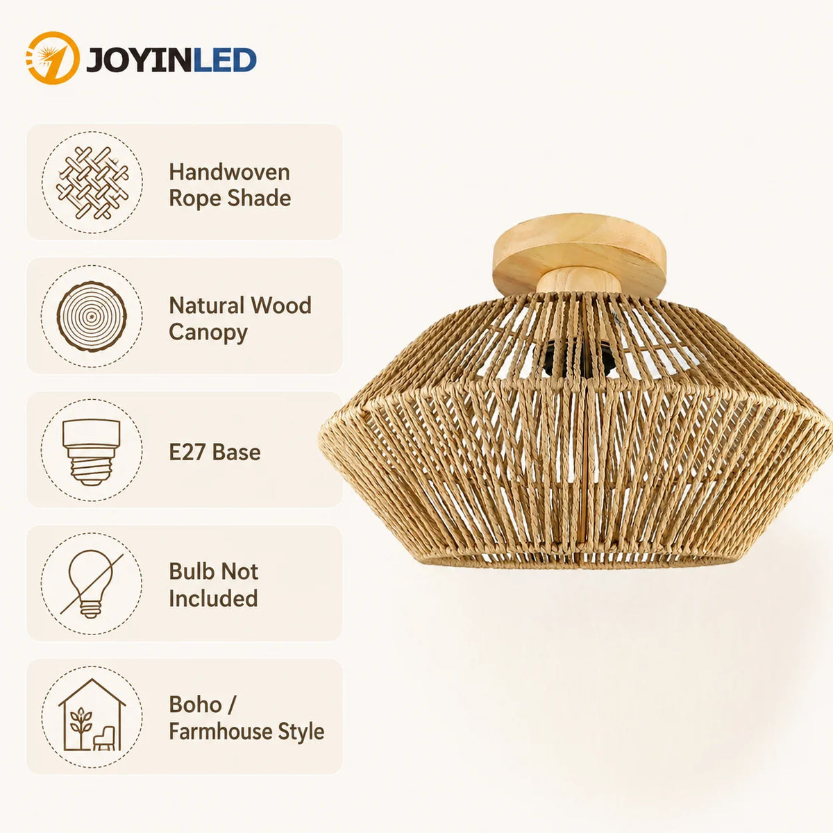 Firenze Rattan Flush Mount Ceiling Light for Living Room – detail view 4