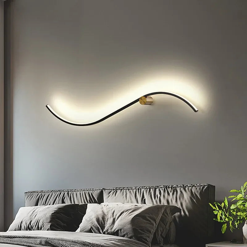Liora Curved-Line LED Wall Sconce for Bedroom