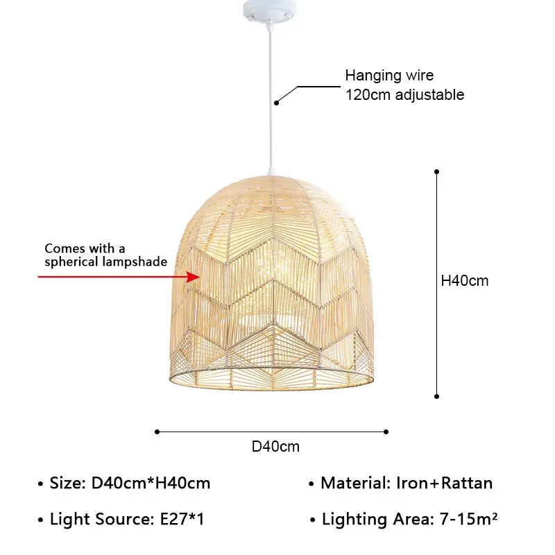 Orlena Modern Rattan Pendant Light for Bedroom