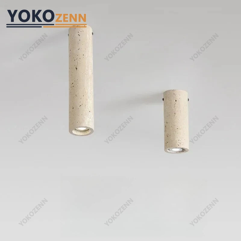 Travertine Flush Mount Ceiling Light – Wabi-Sabi for Hallway & Entryway | Maris Veil by Evenlyr