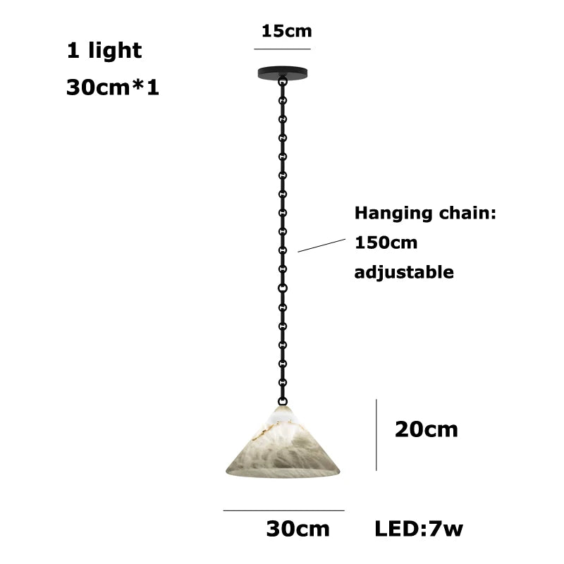 Alabaster & Marble Chandelier – Modern for Hallway & Entryway, Living Room, Dining Room & Kitchen | Lunara Orbit by Evenlyr
