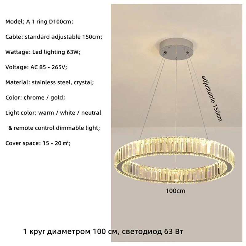 Evren Arc Dimmable Crystal Pendant Light – product view 14