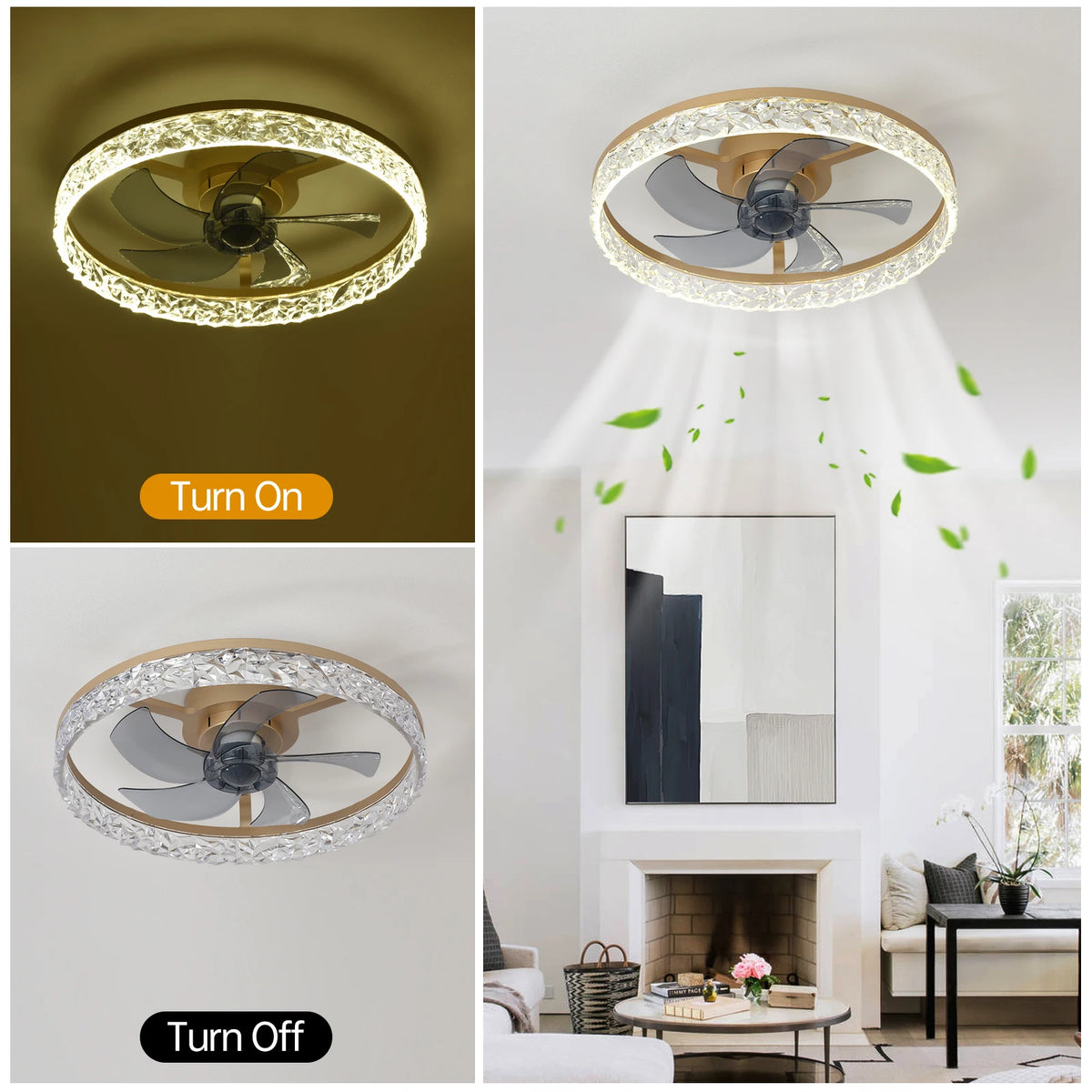 Merano Crystal Bladeless Ceiling Fan with Light – Remote Control – detail view 5