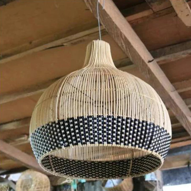 Rattan Pendant Light – Vintage Modern for Dining Room, Living Room, Kitchen Island | Lucienne Dome by Evenlyr