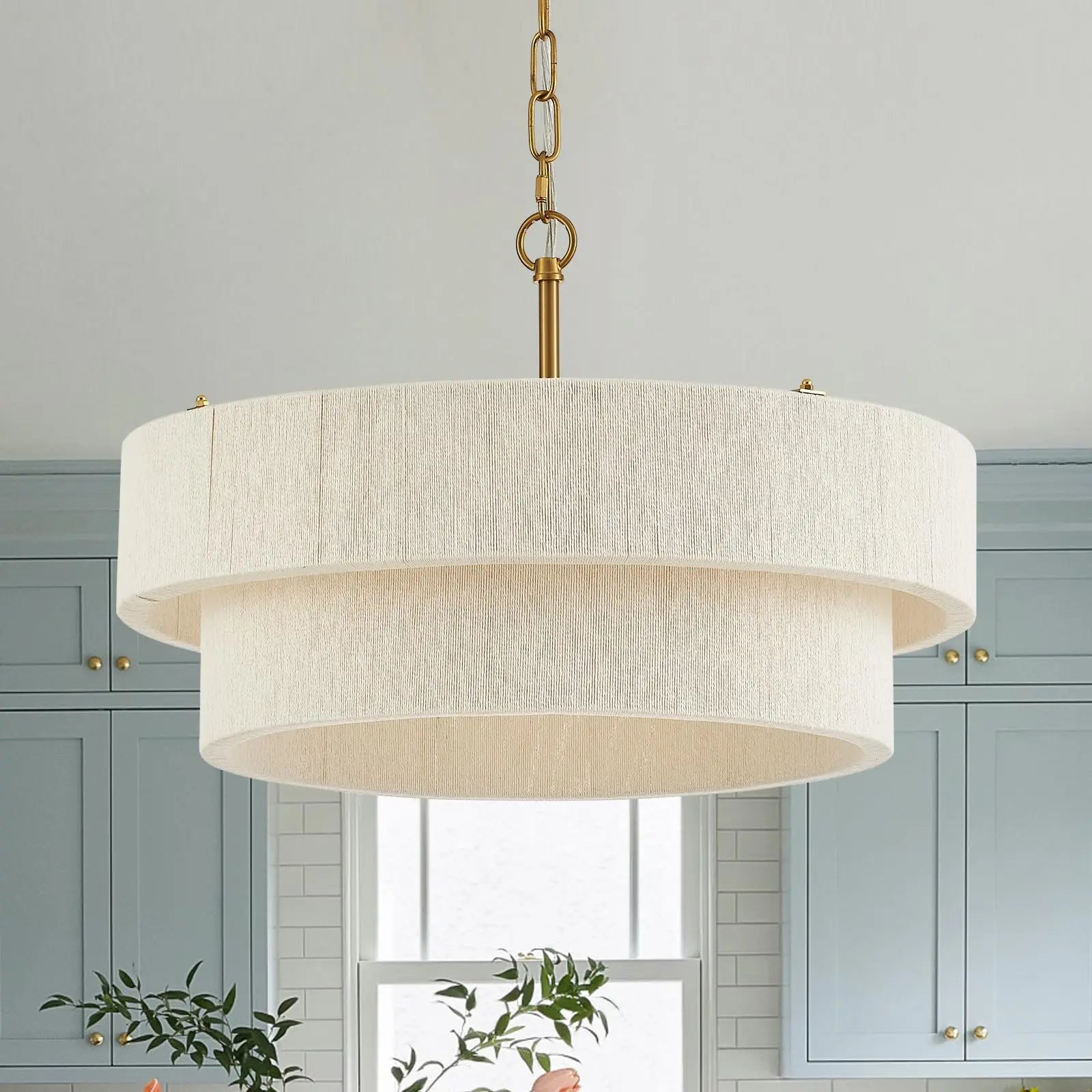 Rattan Chandelier – Art Deco Adjustable for Dining Room, Living Room, Kitchen Island | Kaelis Beam by Evenlyr