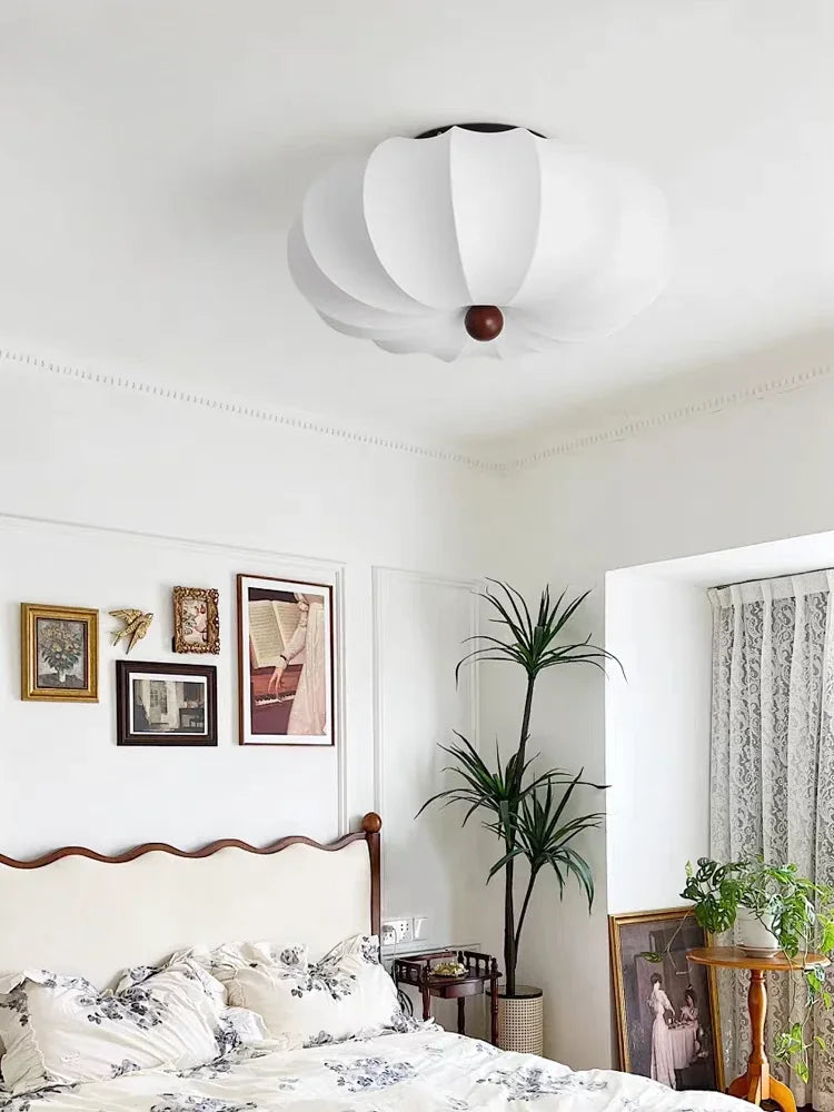 Fabric Flush Mount Ceiling Light – Wabi-Sabi Japanese for Bedroom & Bedside, Living Room | Elowen Arc by Evenlyr