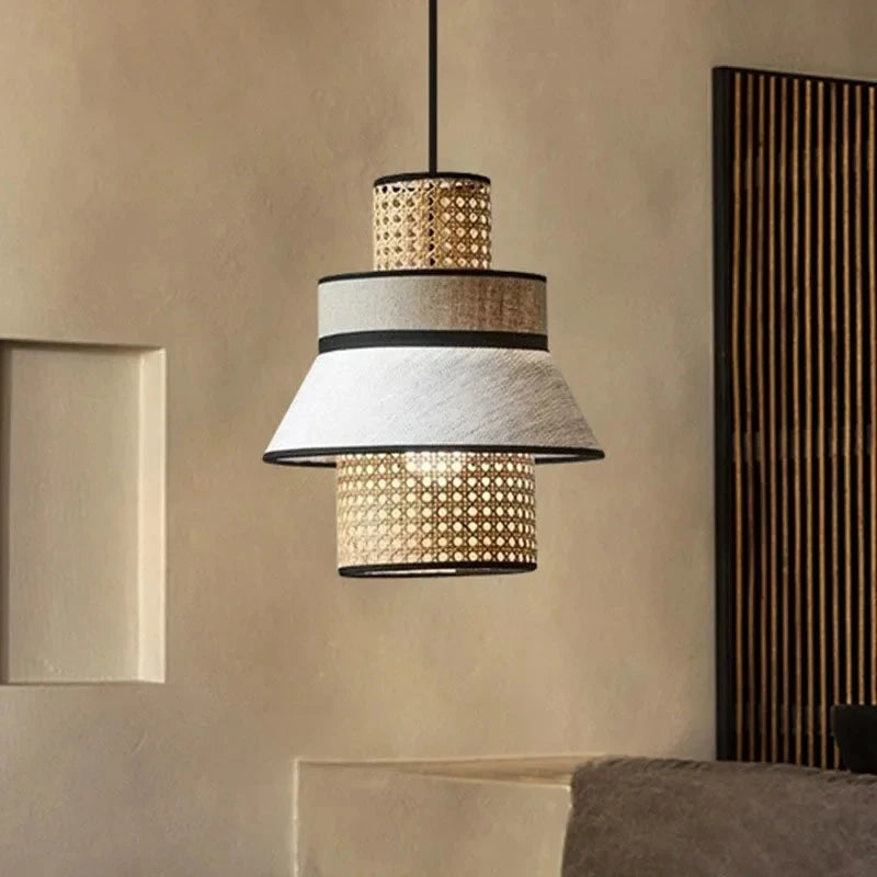 Rattan Chandelier – Vintage Modern for Dining Room, Living Room, Kitchen Island | Giselle Dome by Evenlyr