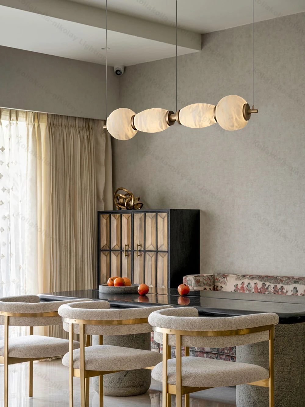 Alabaster & Marble Chandelier – Art Deco Dimmable LED for Dining Room, Living Room, Foyer | Vivienne Line by Evenlyr