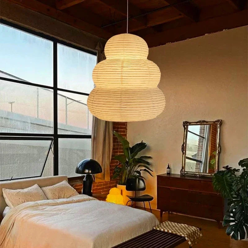 Rice Paper Chandelier – Wabi-Sabi Japanese Dimmable LED for Living Room, Dining Room, Foyer | Vivienne Cascade by Evenlyr