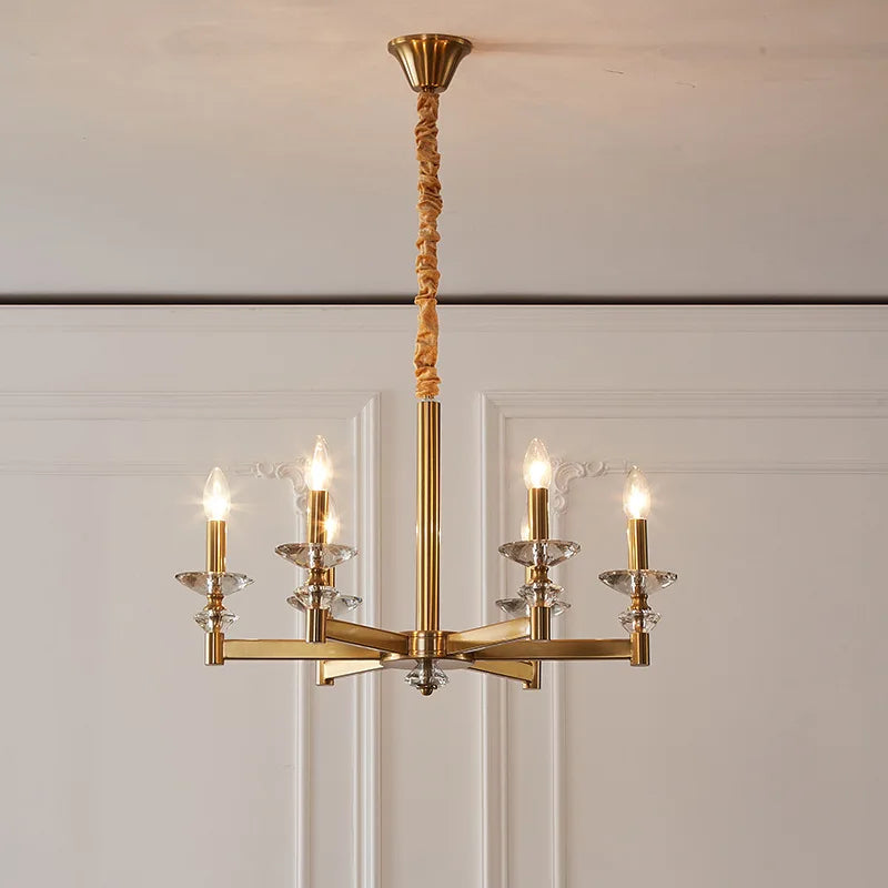Glass & Crystal Chandelier – European Classic Dimmable LED for Dining Room, Living Room, Bedroom | Isolde Arc by Evenlyr