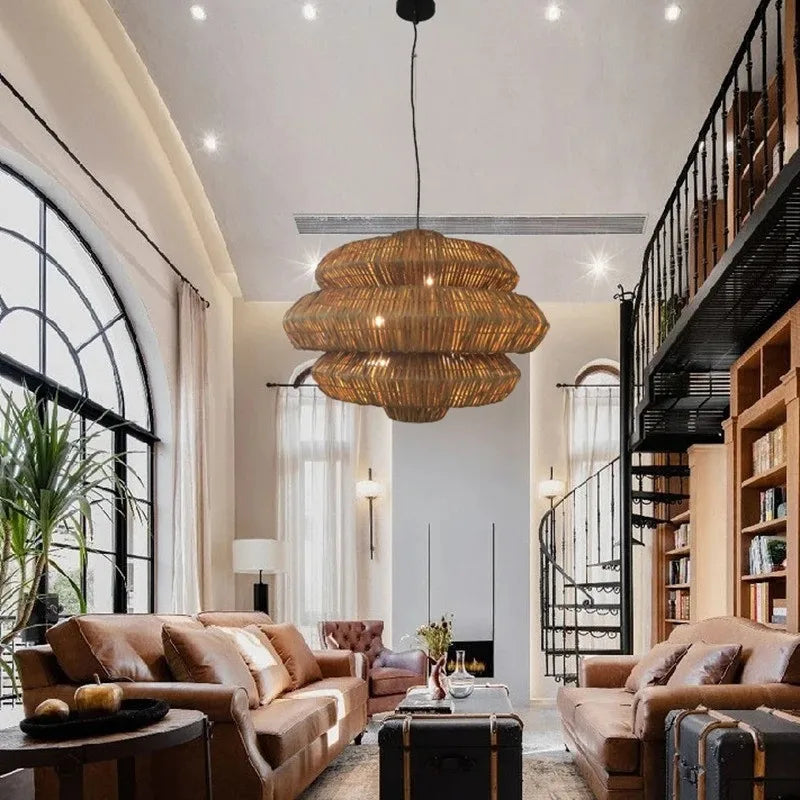 Rattan Chandelier – Wabi-Sabi Japanese for Dining Room, Living Room, Bedroom | Amaris Cascade by Evenlyr