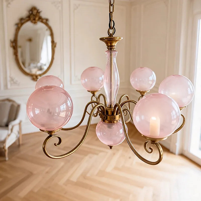 Siena French Wrought-Iron and Glass Chandelier – Vintage