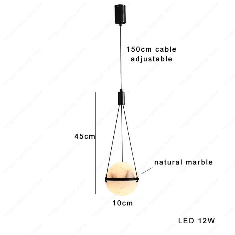 Elara Grove Natural Marble Pendant Light – Dimmable – product detail 9