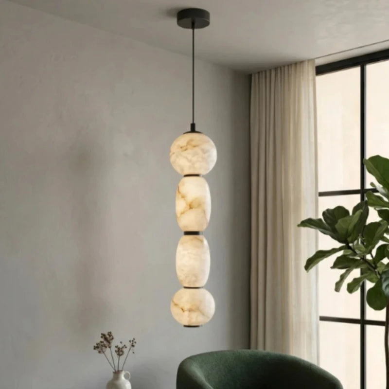Valenne Halo Sculptural Alabaster Pendant Light – product view 2