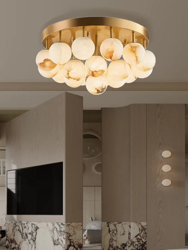 Alabaster & Marble Chandelier – Modern Minimalist for Dining Room, Living Room, Foyer | Sorella Line by Evenlyr