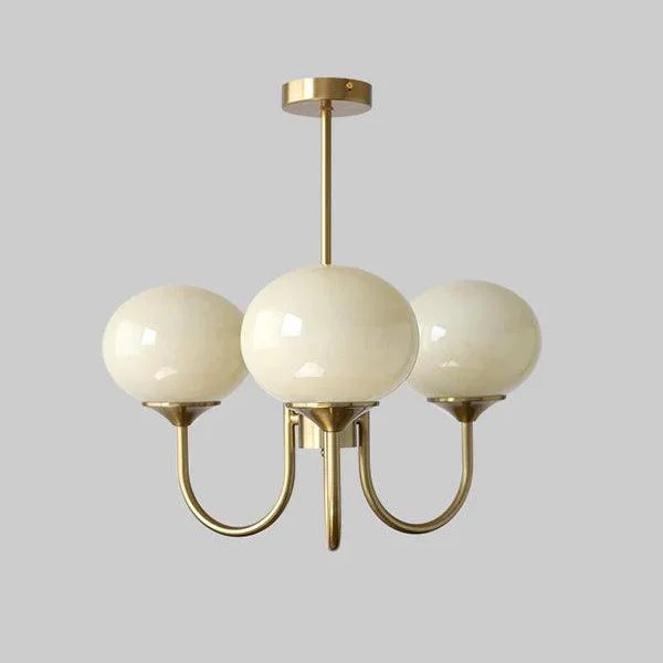 Aurelia Pink-Globe Brass Chandelier for Dining Room – French Cream
