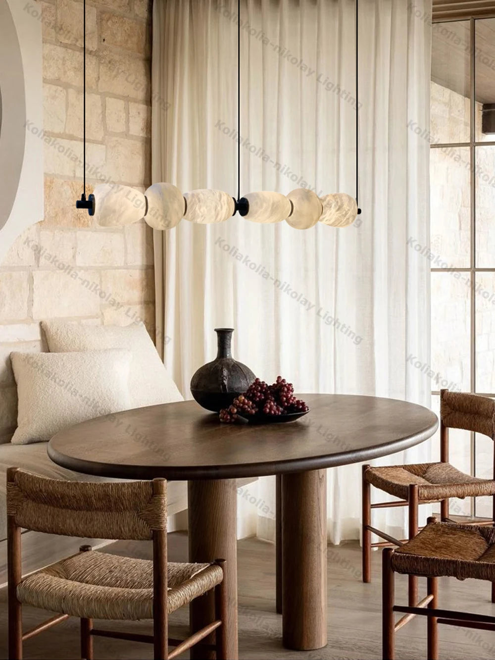 Alabaster & Marble Chandelier – Art Deco Dimmable LED for Dining Room, Living Room, Foyer | Vivienne Line by Evenlyr