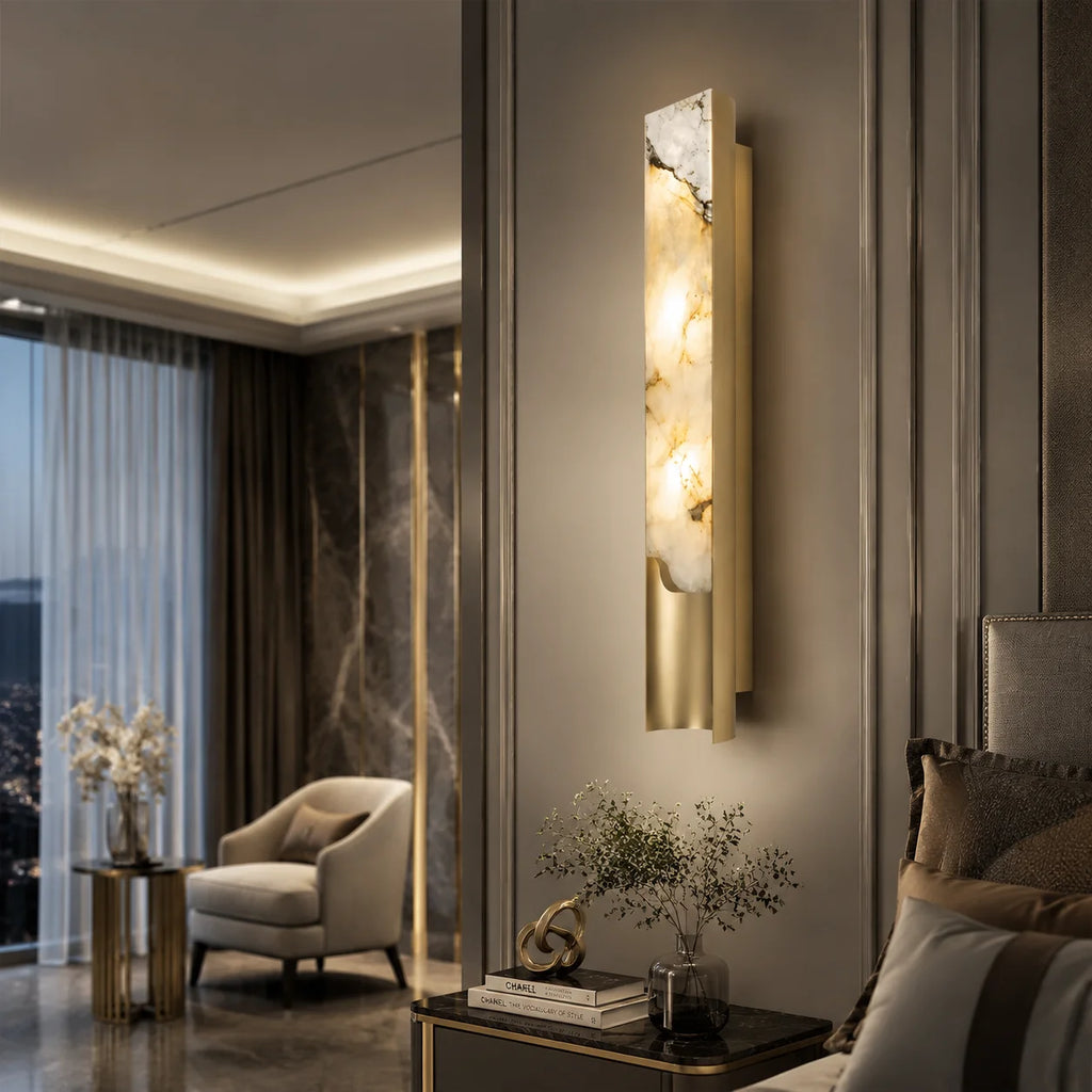 Caelia Contour Marble Wall Sconce – Designer Nordic Marble Wall Sconces for Hotel