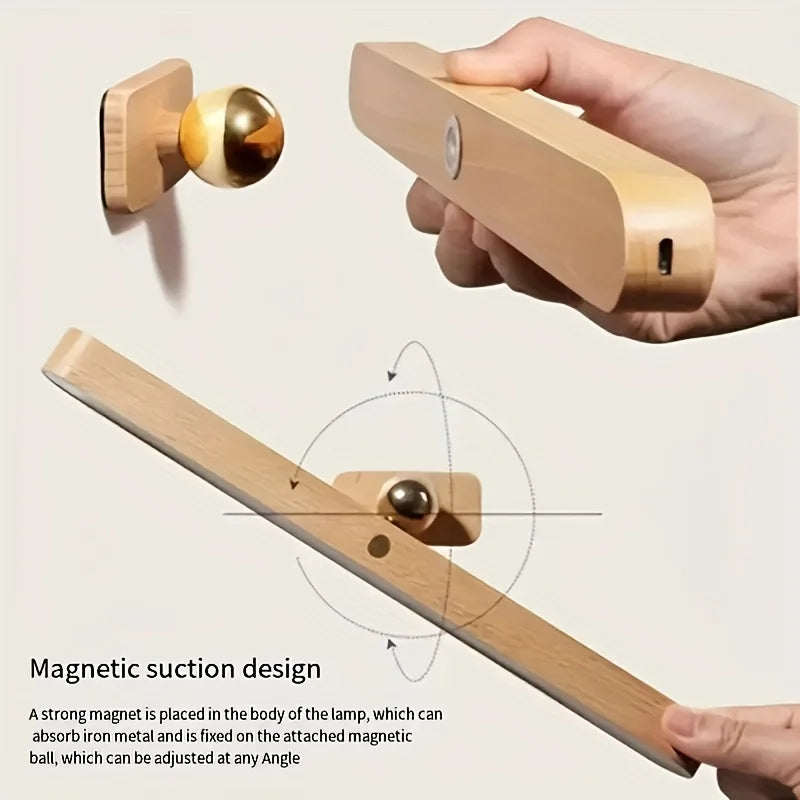 Ravena Rechargeable Wooden LED Night Light – Wall-Mount or Freestanding