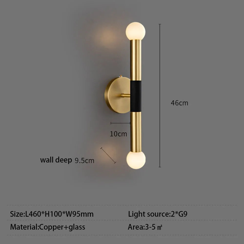 Brass Wall Sconce Modern LED Wall Lamp with Glass Shade for Bedroom Bathroom Vanity – detail view 7