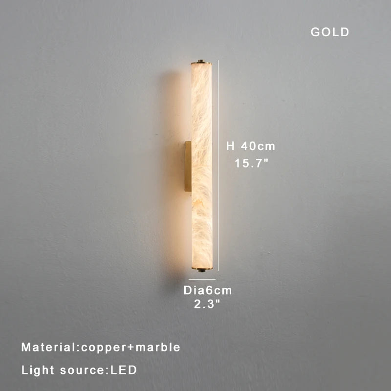 Alabaster & Marble Linear Wall Sconce – Modern Linear for Bathroom | Lunara Crest by Evenlyr
